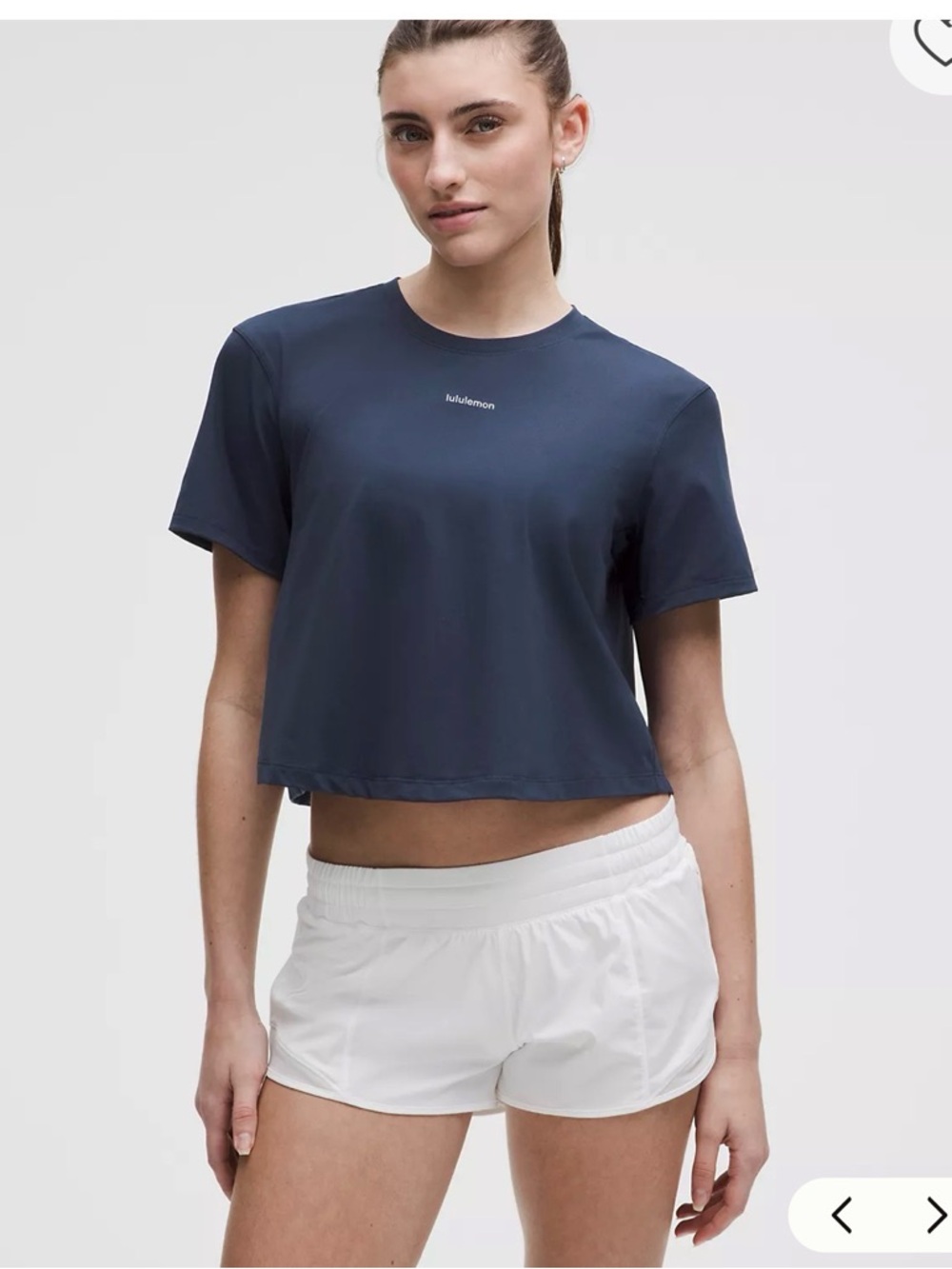 lululemon athletica Navy Cropped Crew Tee